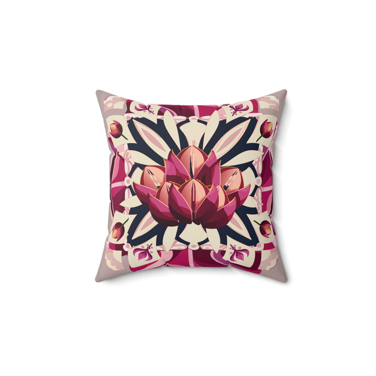 Berry Tulip Faux Suede Square Pillow
