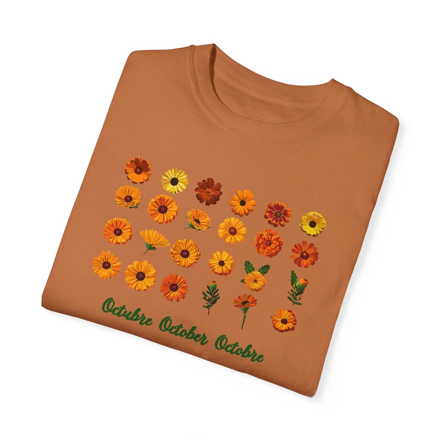 October Inspired Floral T-Shirt Featuring Marigolds