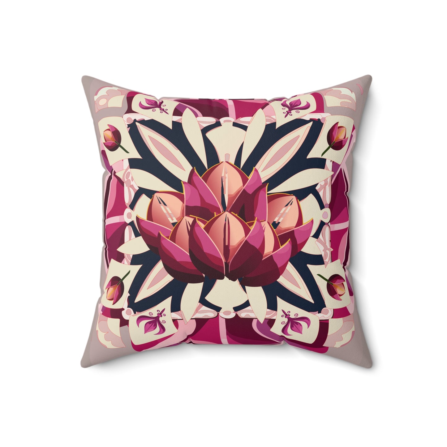 Berry Tulip Faux Suede Square Pillow