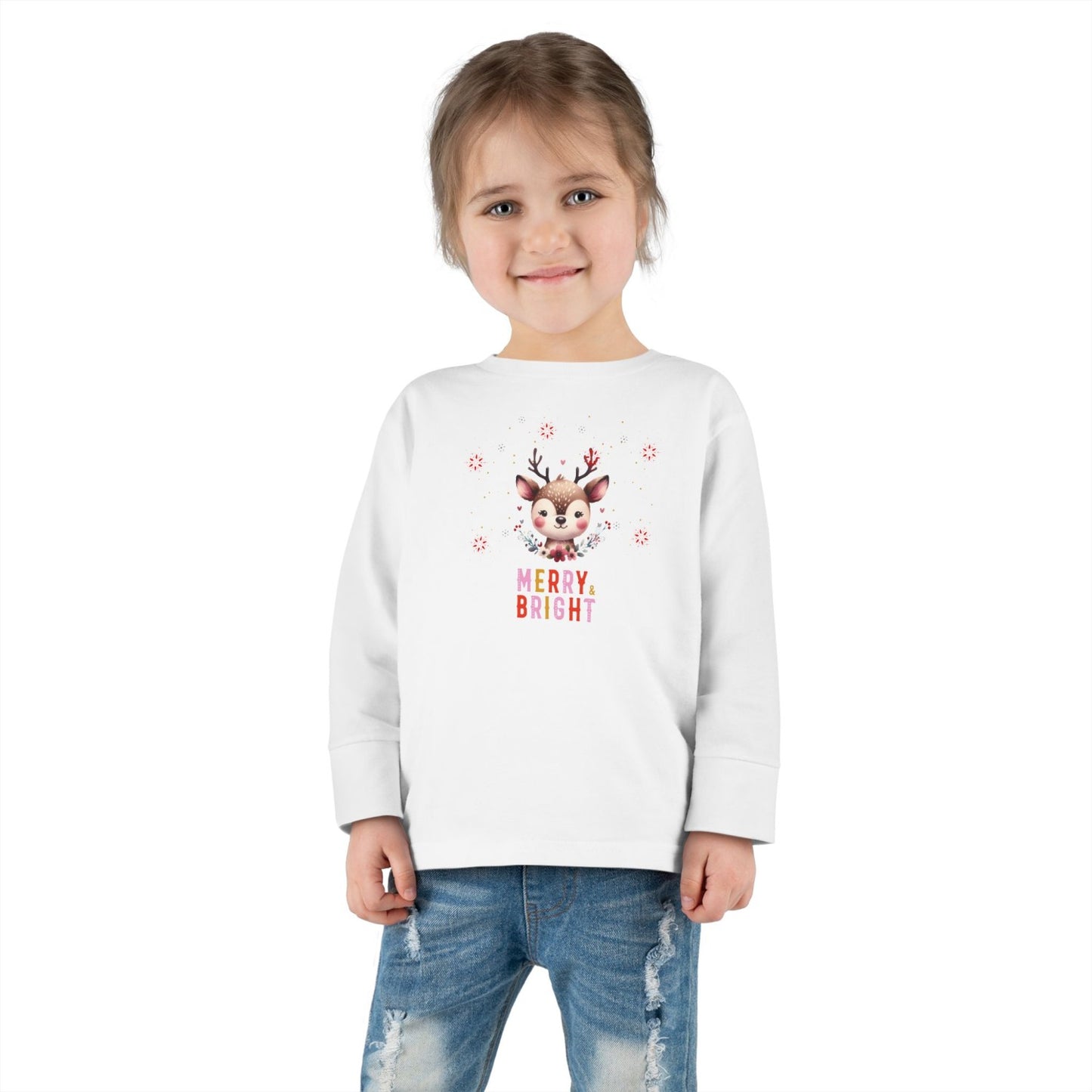 Toddler Merry Bright Reindeer Long Sleeve Tee