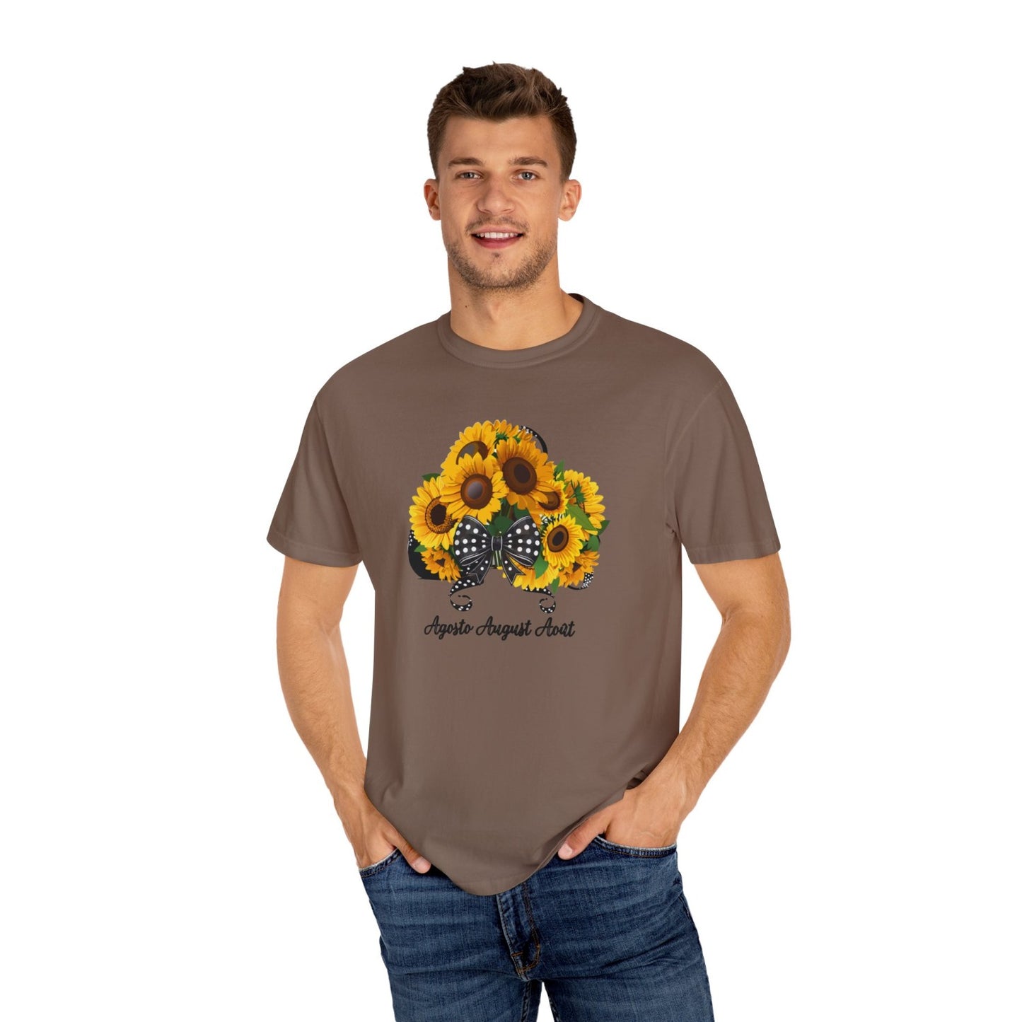 August Inspired Floral T-Shirt Featuring Sunflowers Bouquet