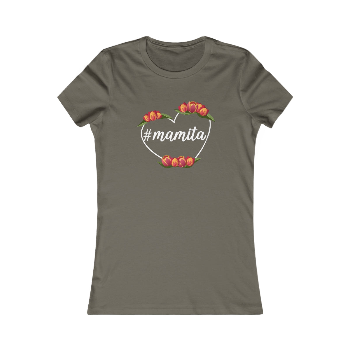 Cute Black Tee for Women with Hashtag Mamita Heart Design