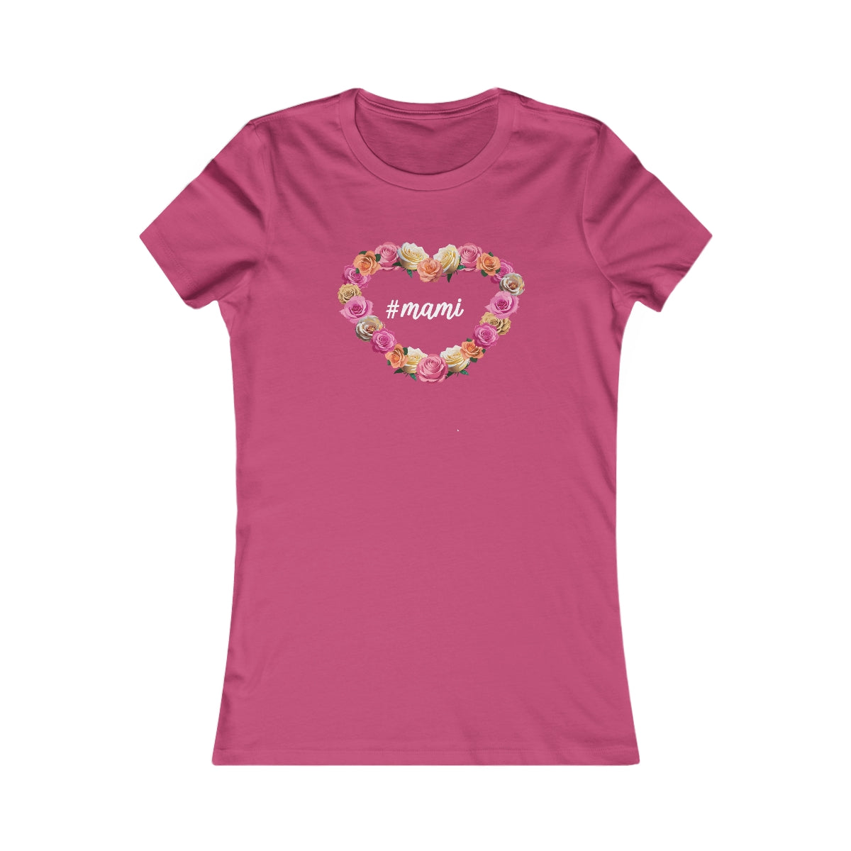 Cute Black Tee for Women with Hashtag Mami Heart Rosettes Design