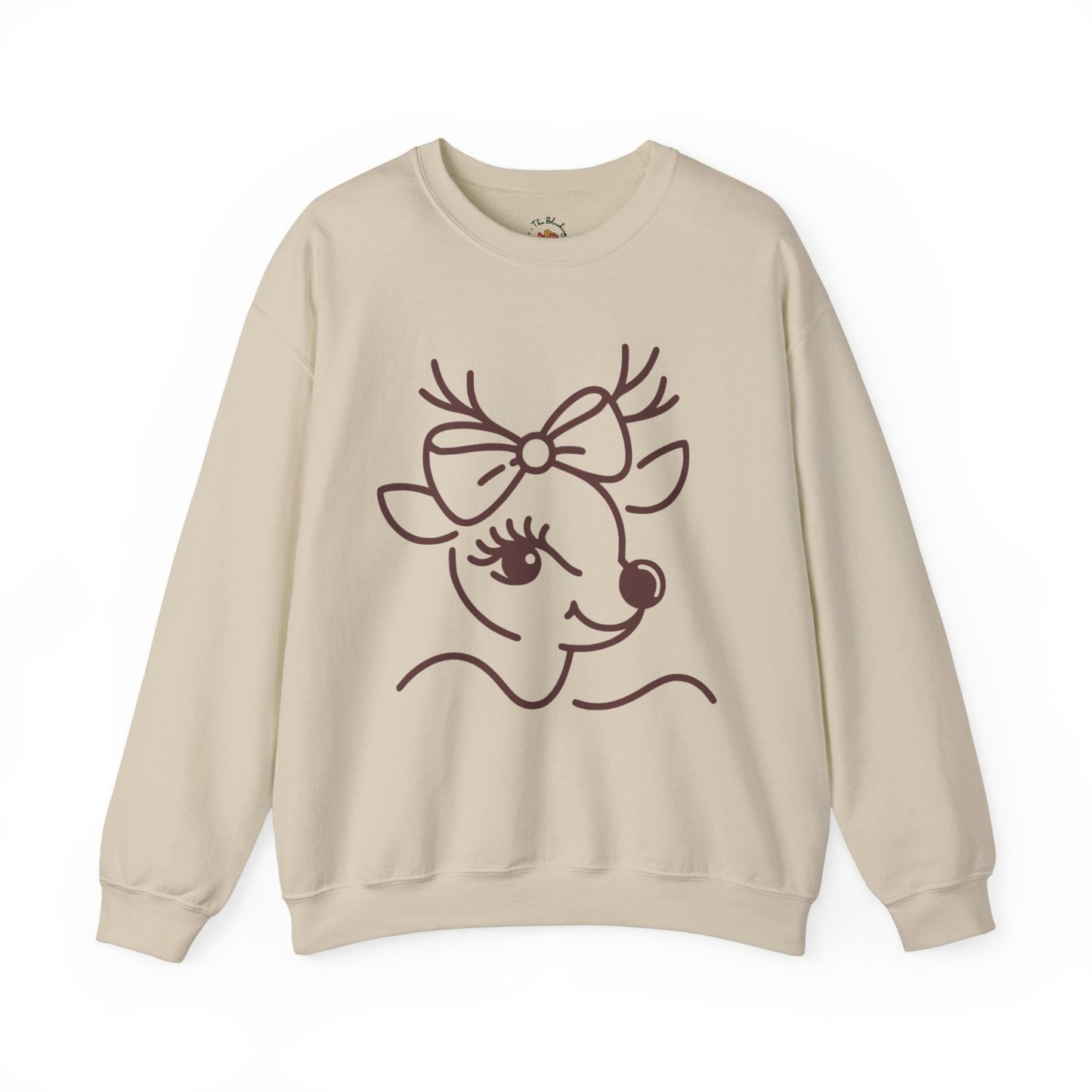Cozy Coquette Inspired Christmas Reindeer Crewneck Sweatshirt