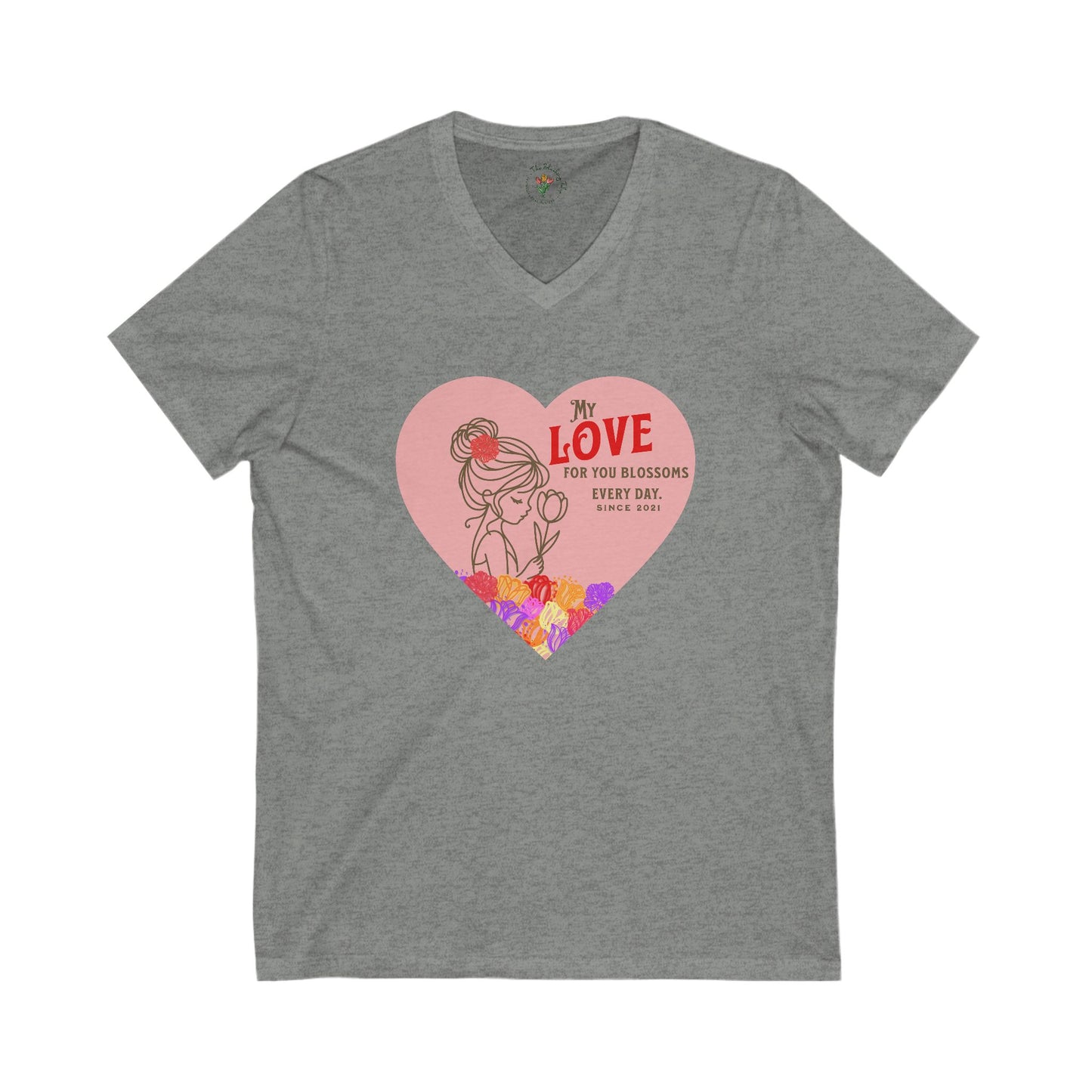 Blossoming Love Short Sleeve V-Neck Tee