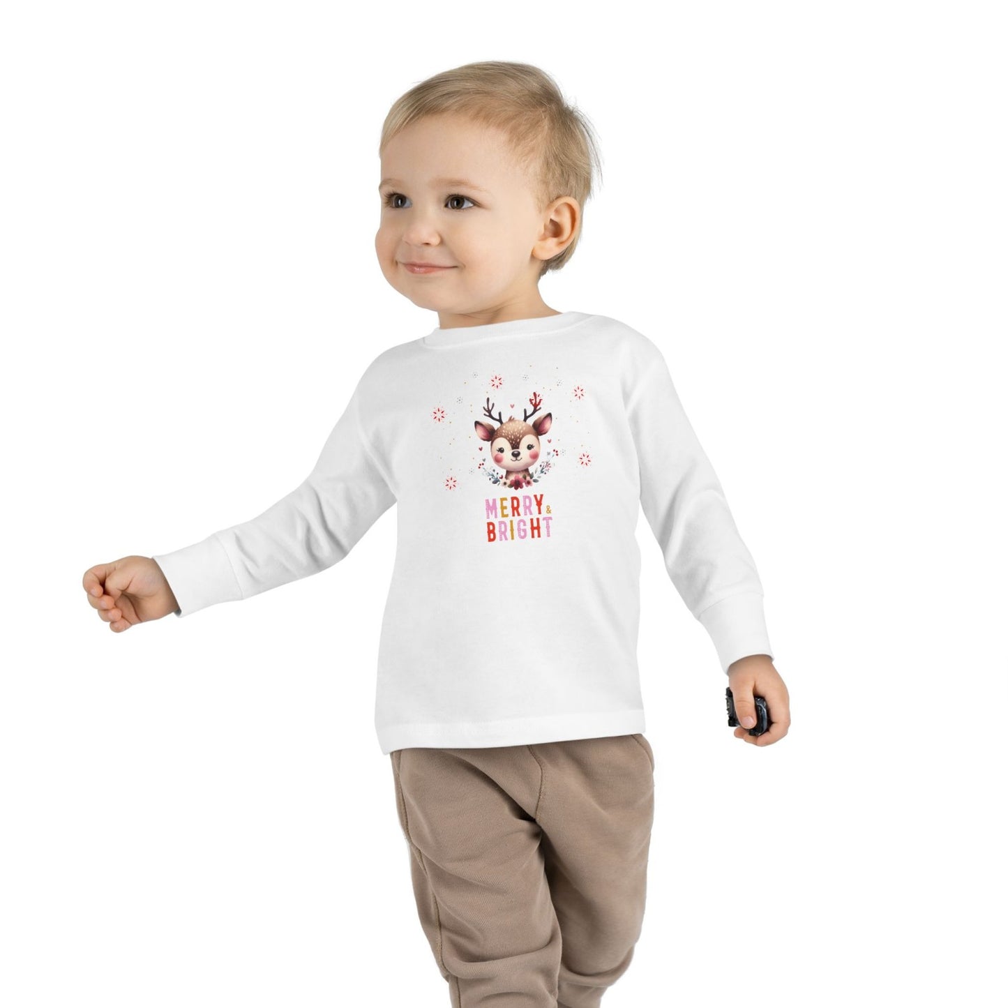 Toddler Merry Bright Reindeer Long Sleeve Tee