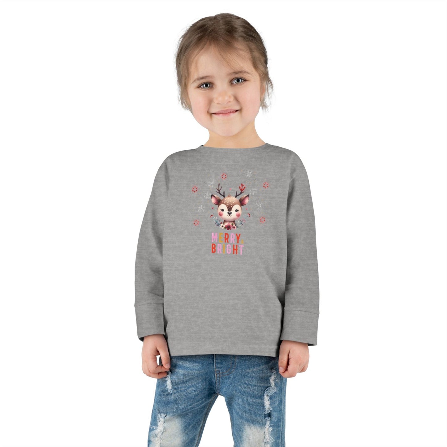 Toddler Merry Bright Reindeer Long Sleeve Tee