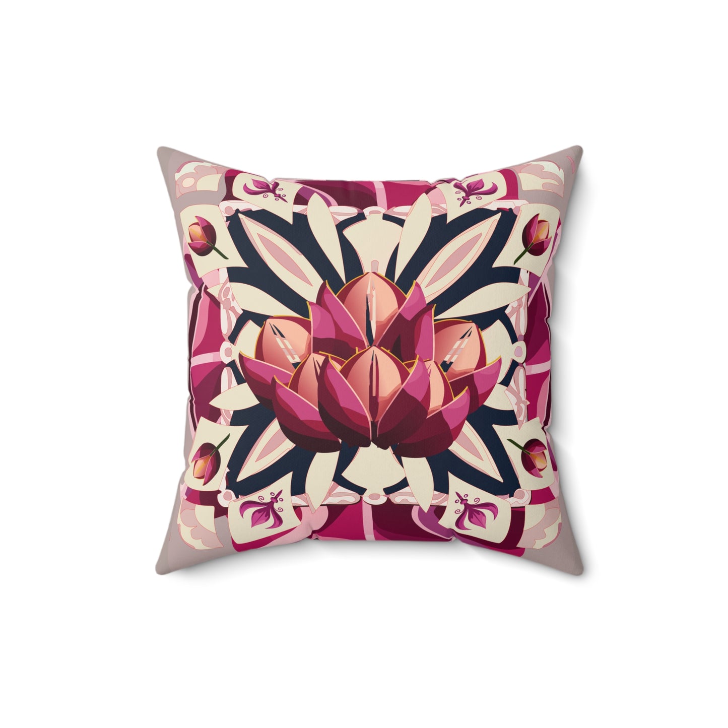 Berry Tulip Faux Suede Square Pillow