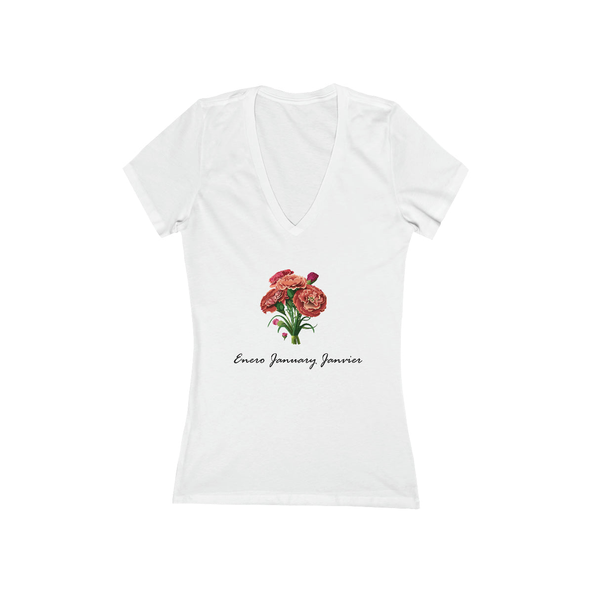 Flirty Women Tee January Birthday Flower Carnations