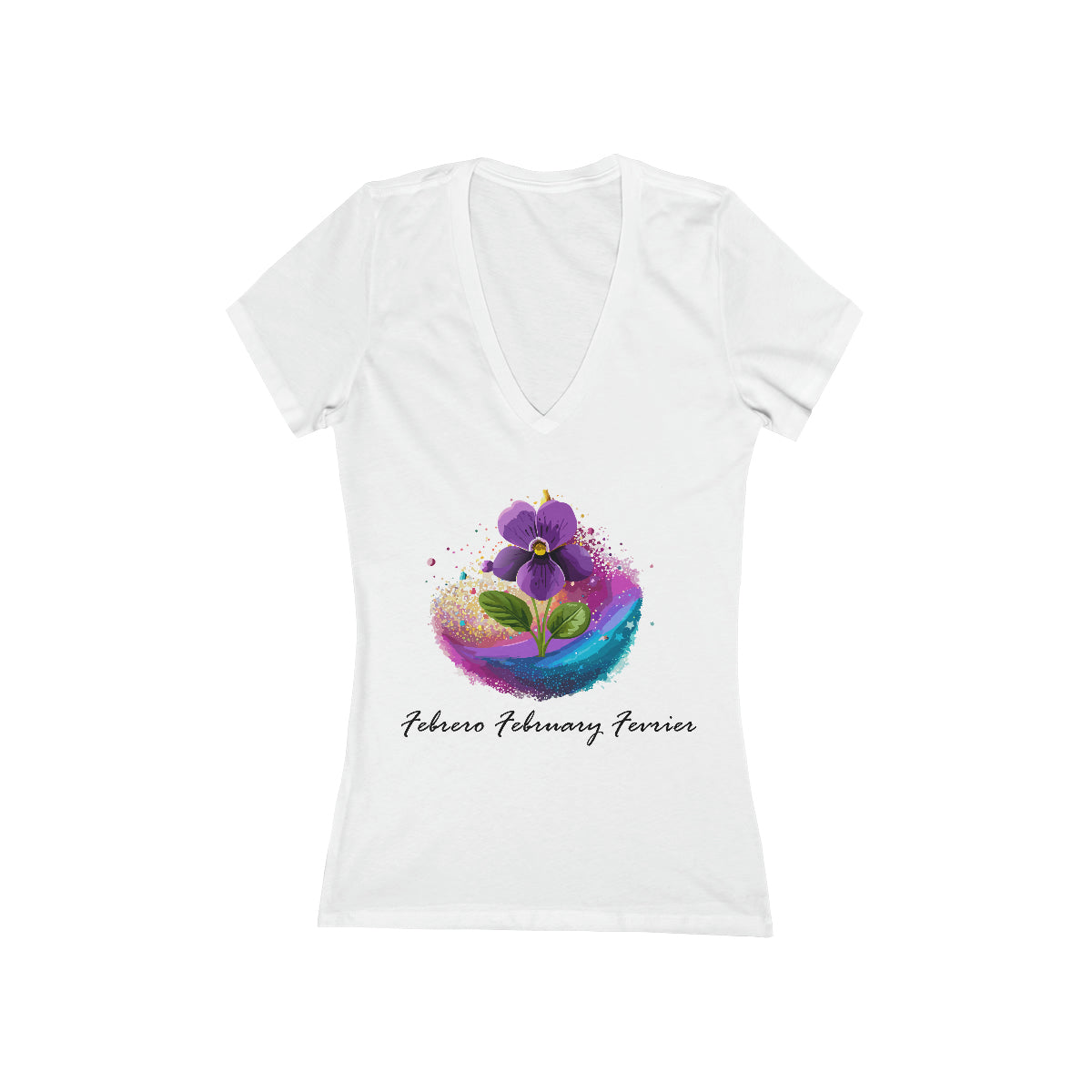 Flirty Woman Tee February Birthday Flower Violet