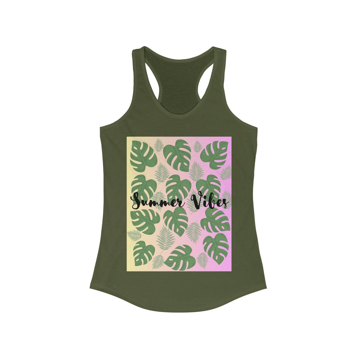 Summer Vibes Ideal Racerback Tank in Military Green