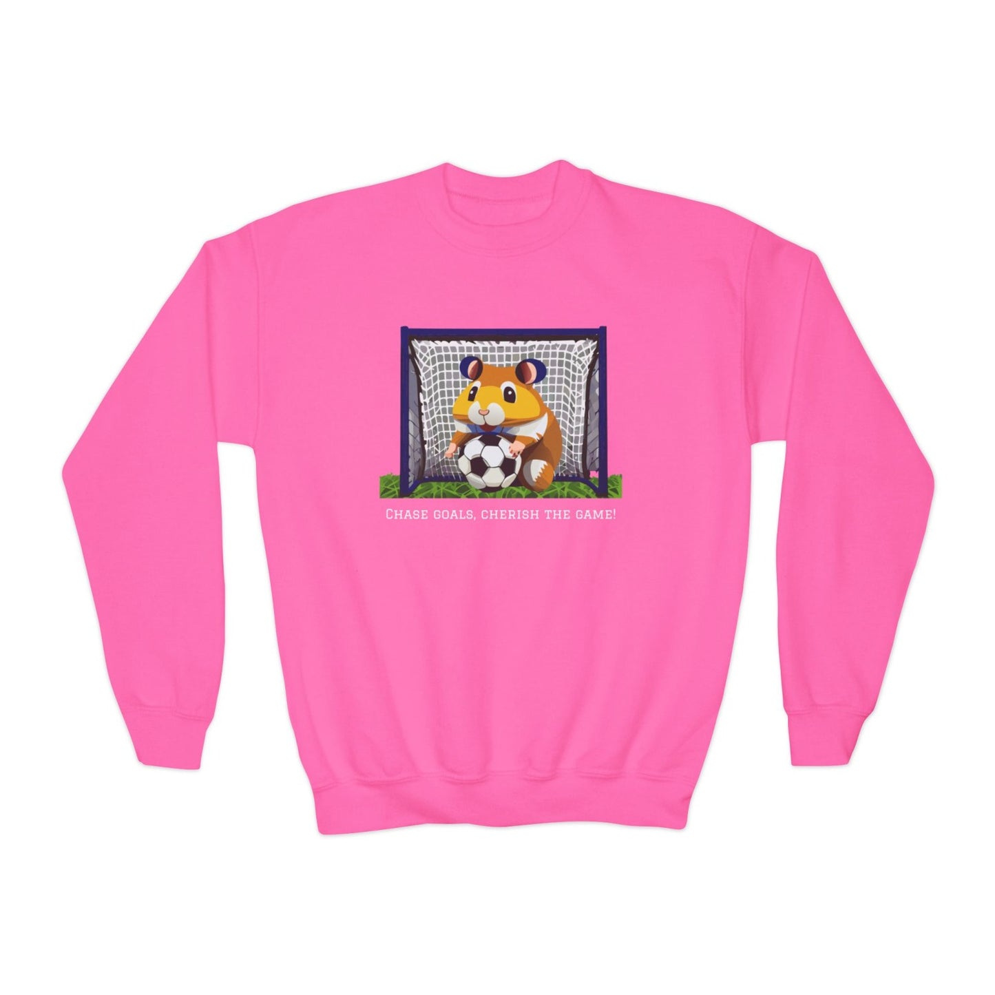Cozy Youth Crewneck Sweatshirt Featuring Soccer Hammy