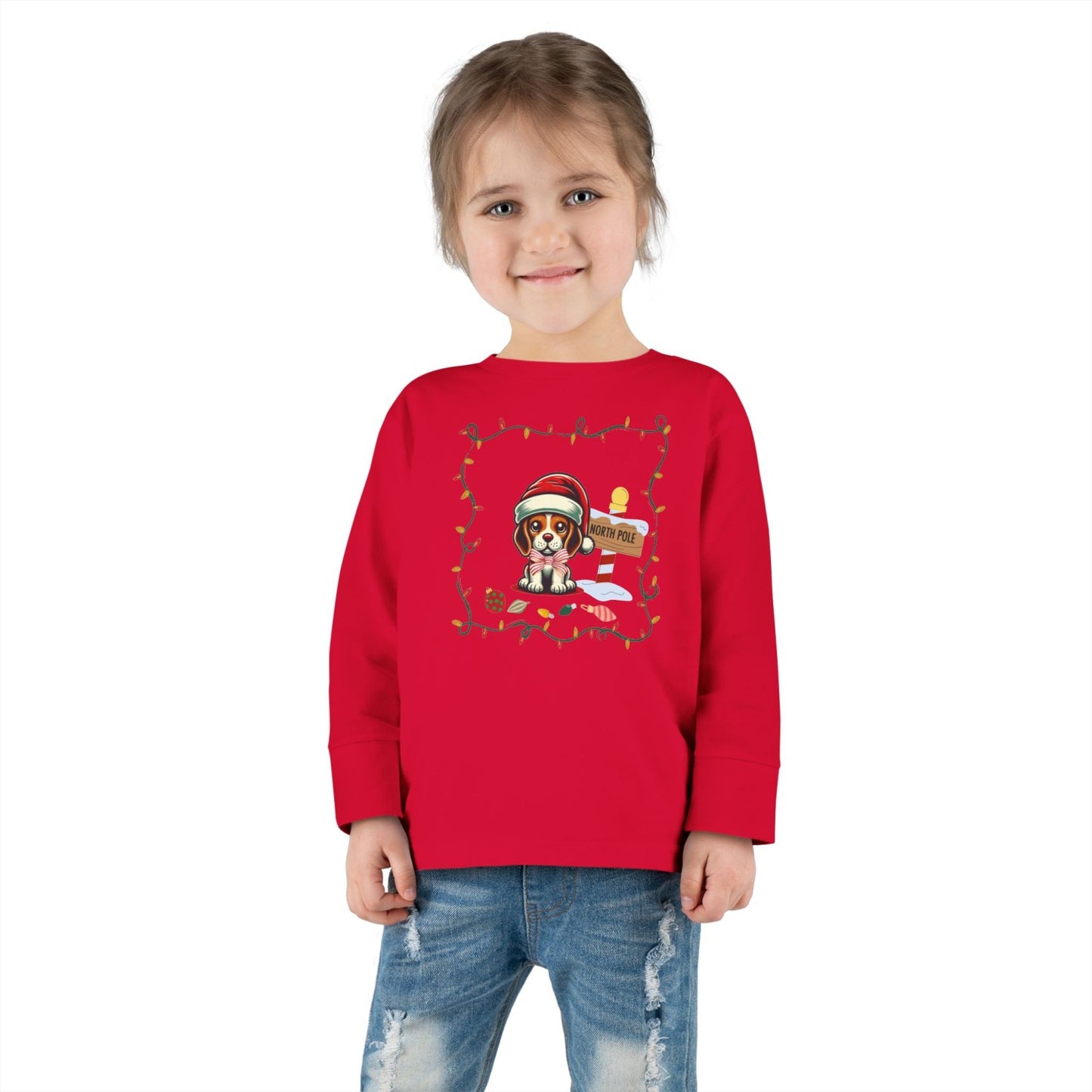 Toddler North Pole Beagle Long Sleeve Tee