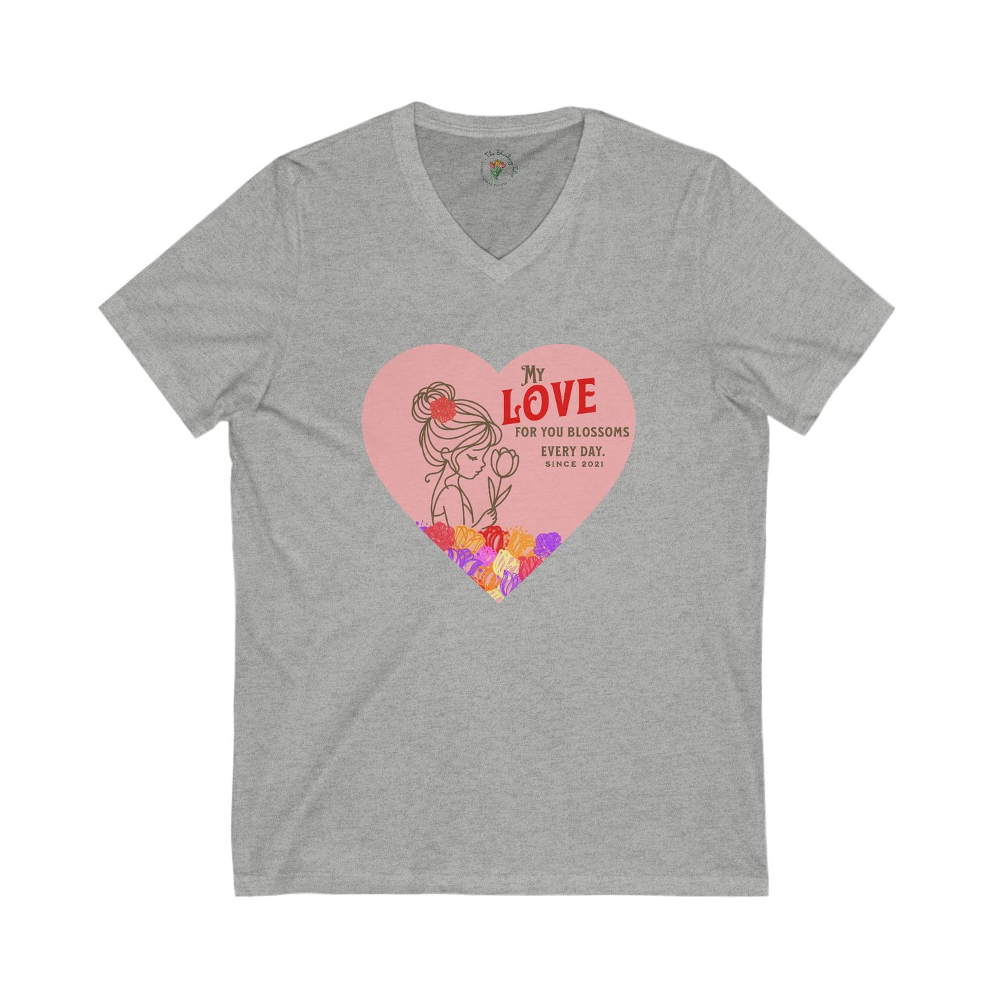 Blossoming Love Short Sleeve V-Neck Tee