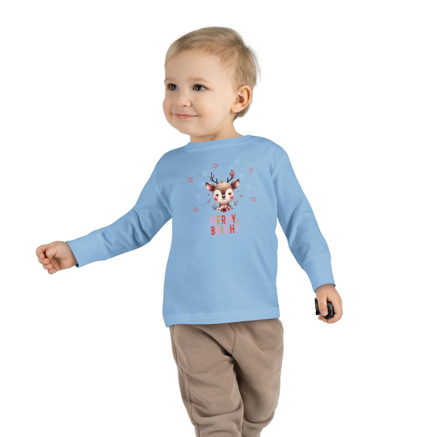 Toddler Merry Bright Reindeer Long Sleeve Tee
