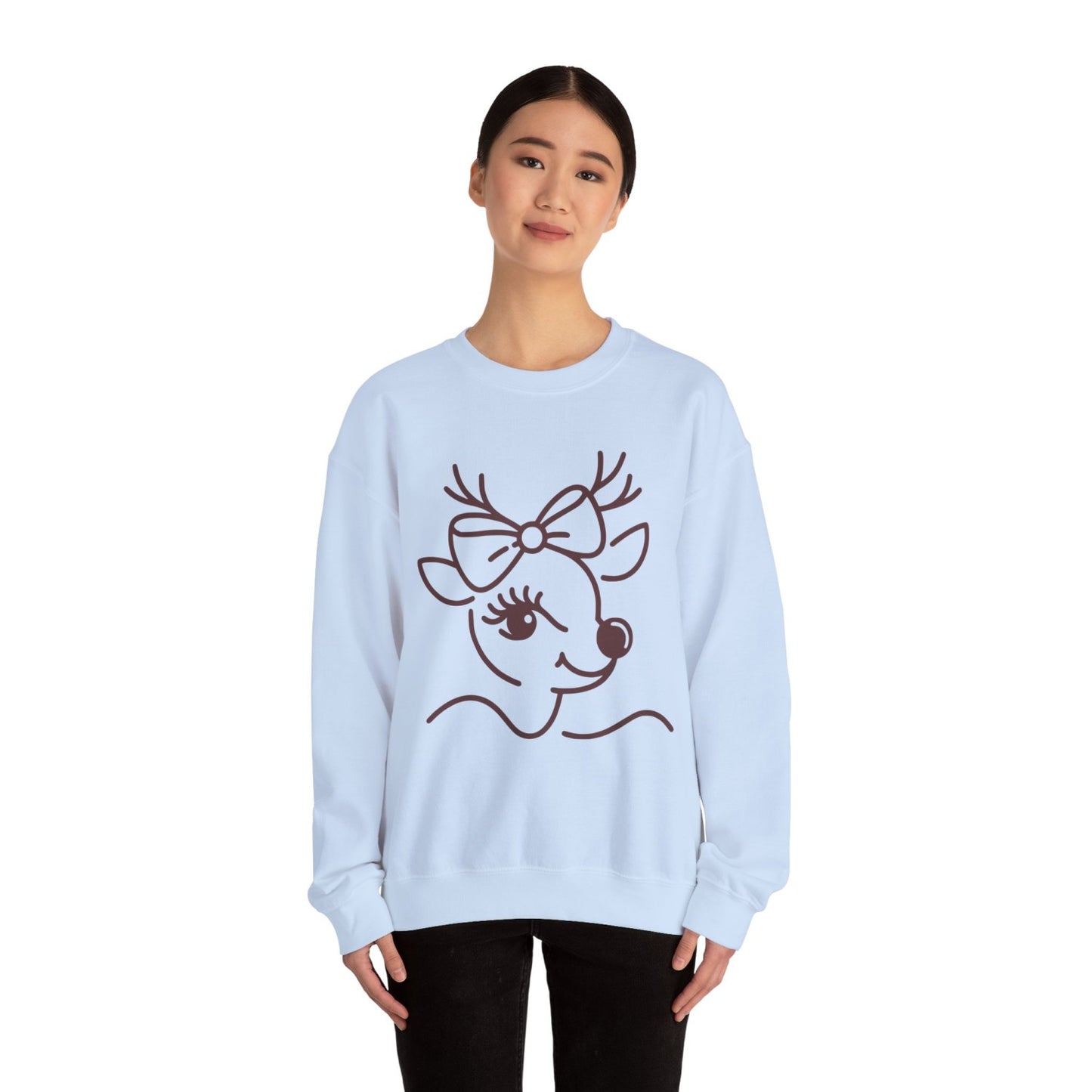 Cozy Coquette Inspired Christmas Reindeer Crewneck Sweatshirt