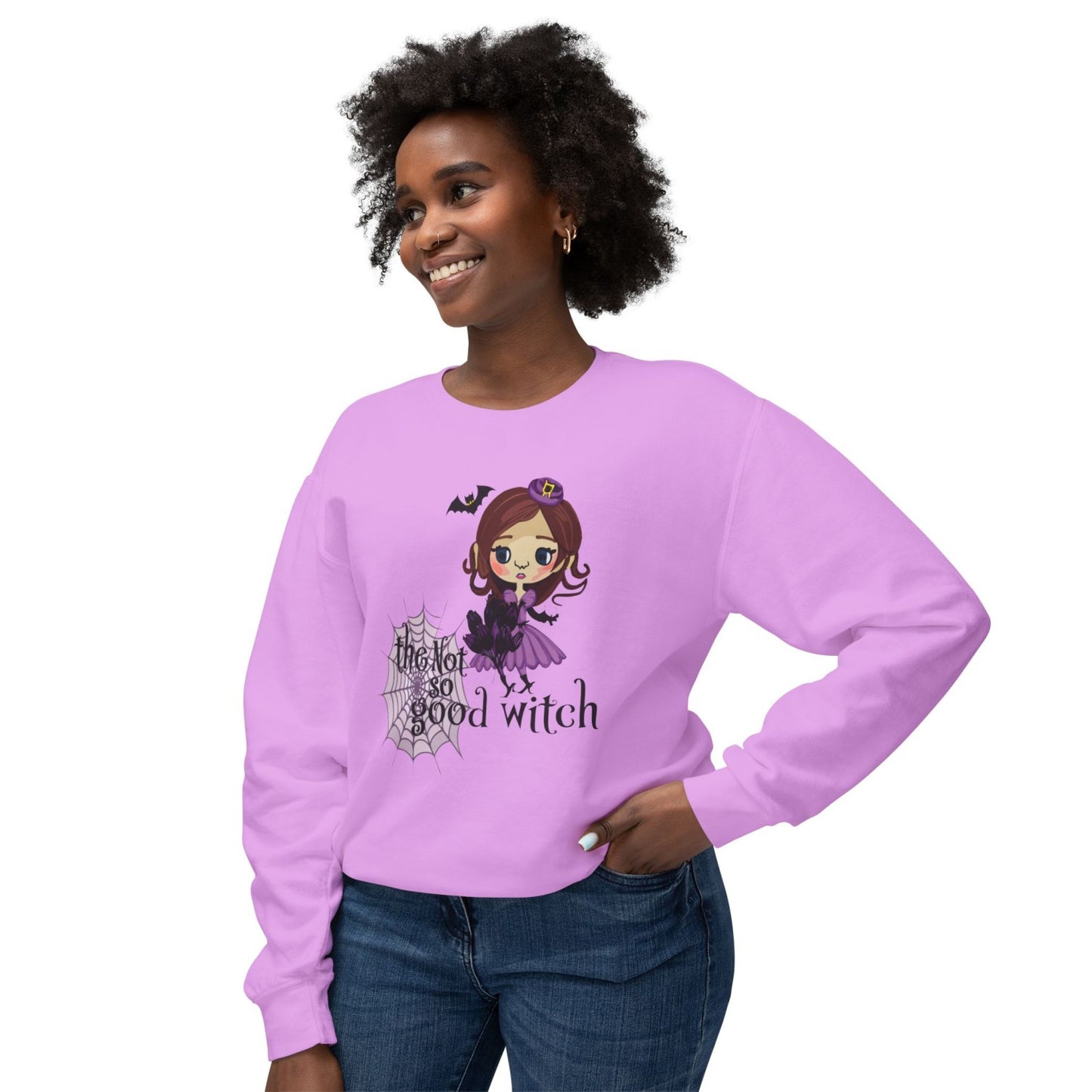 Vintage Inspired Halloween Sweatshirt Featuring A Naughty Witch