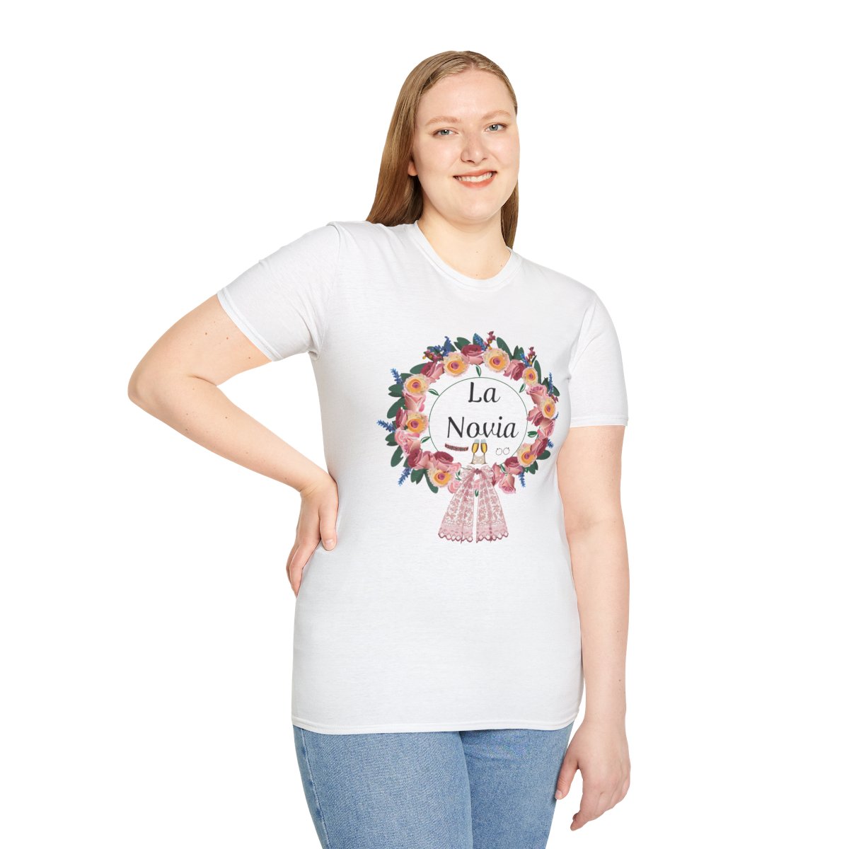 Bride Floral Wreath Softstyle T-Shirt in Spanish Novia