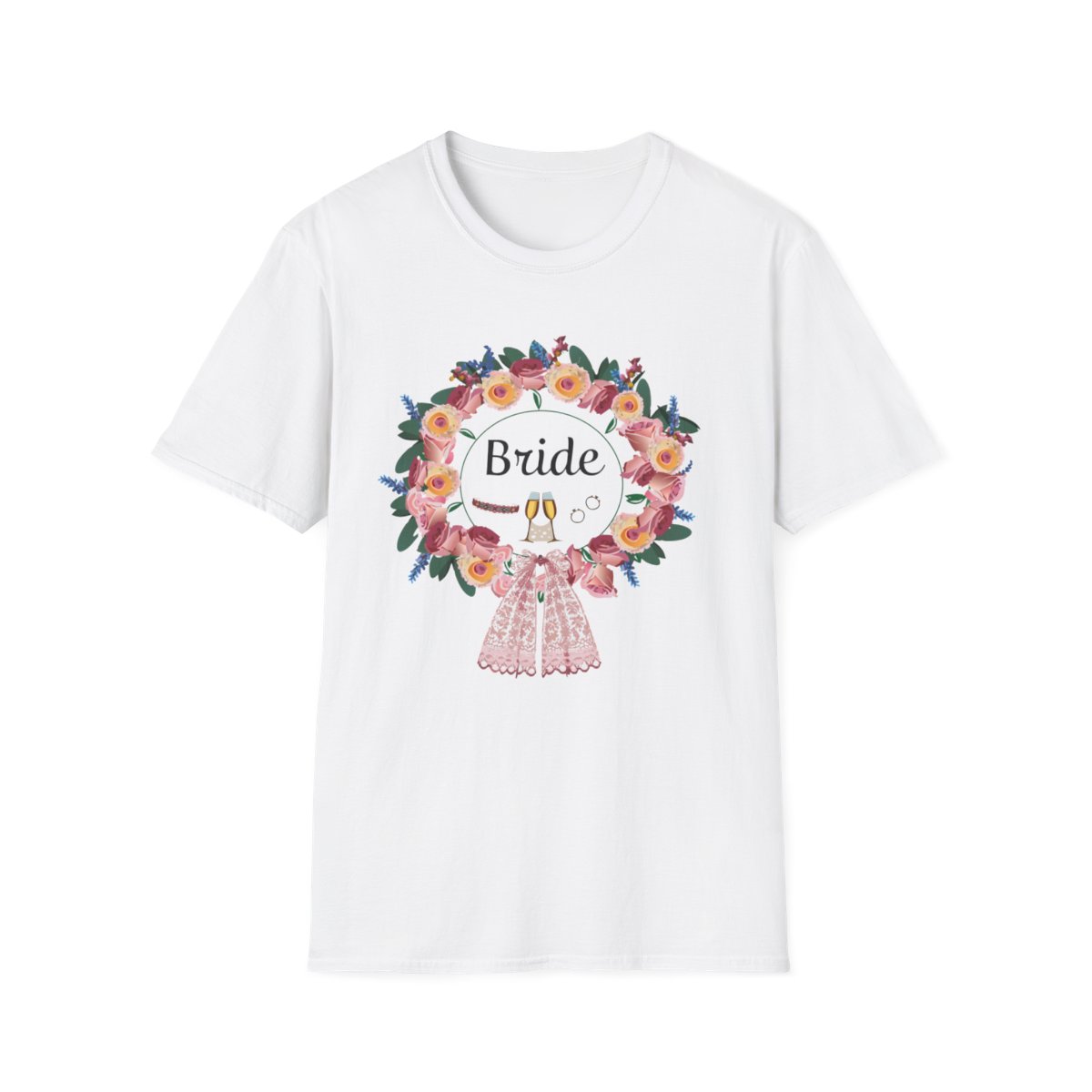 Bride Floral Wreath Softstyle T-Shirt in English