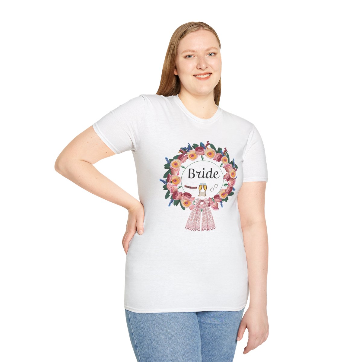 Bride Floral Wreath Softstyle T-Shirt in English