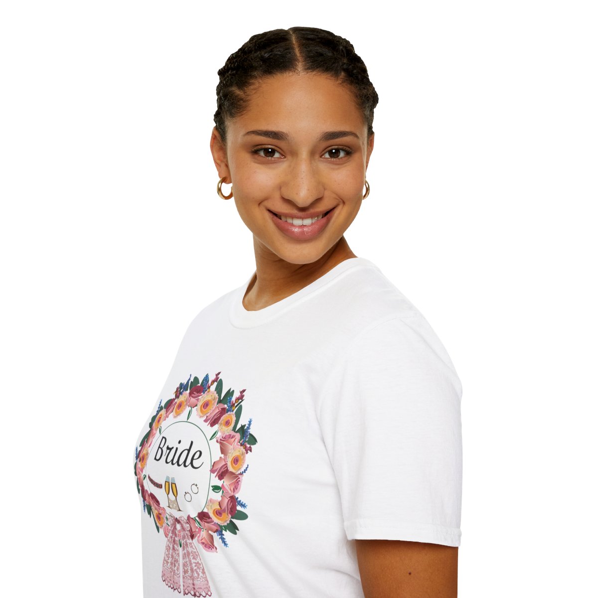 Bride Floral Wreath Softstyle T-Shirt in English
