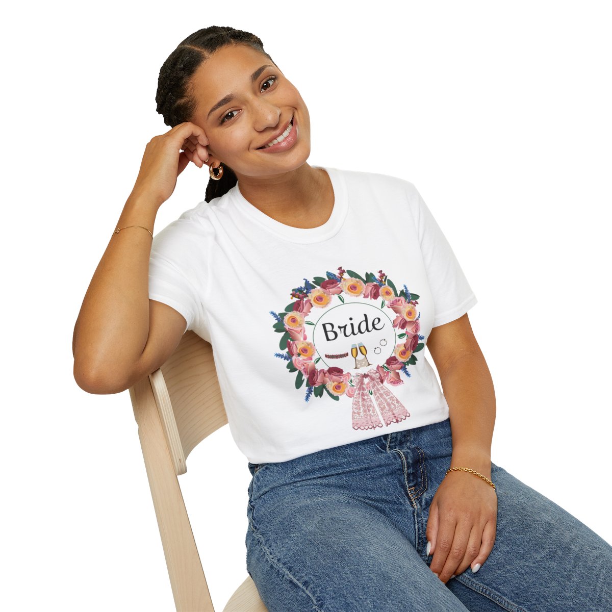 Bride Floral Wreath Softstyle T-Shirt in English
