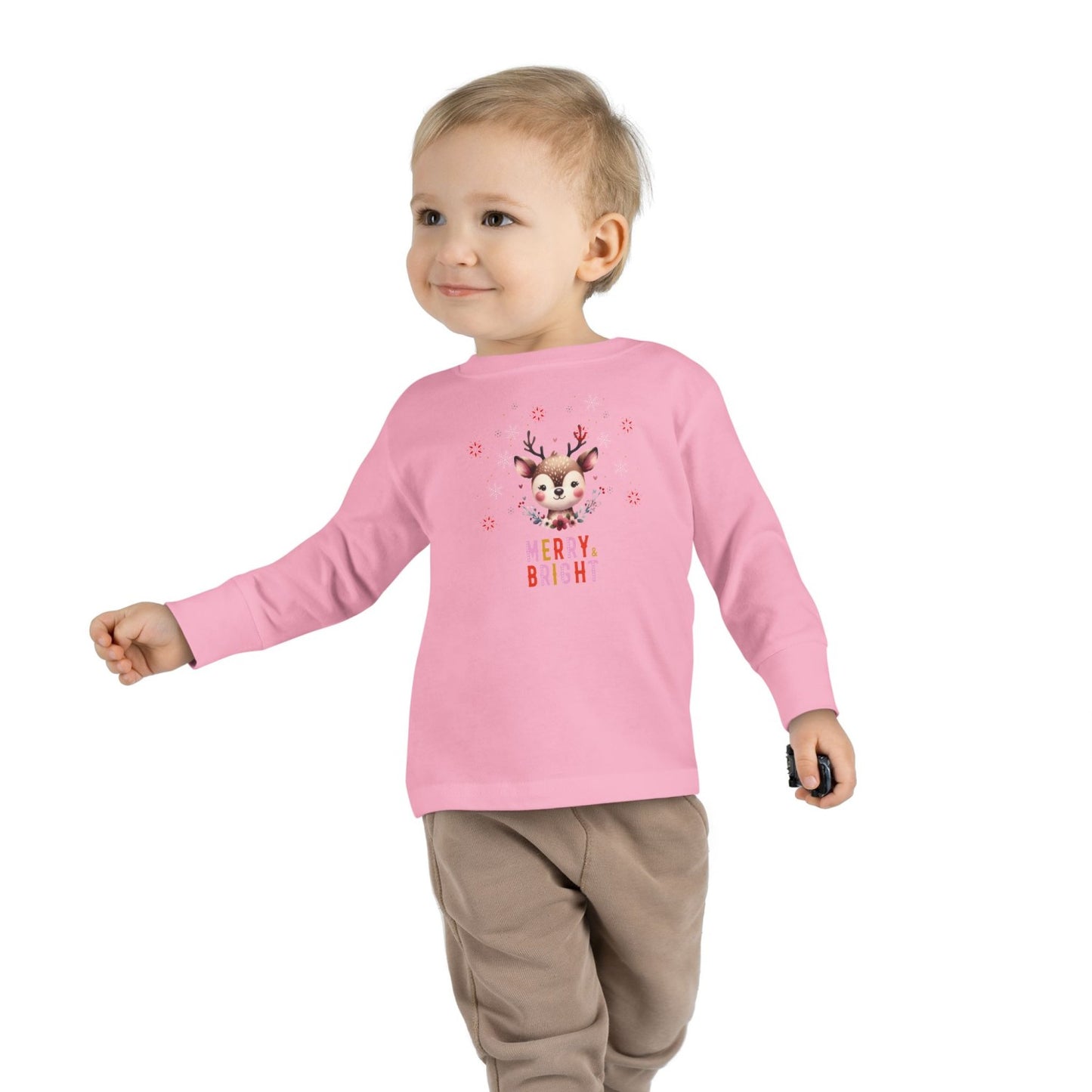 Toddler Merry Bright Reindeer Long Sleeve Tee