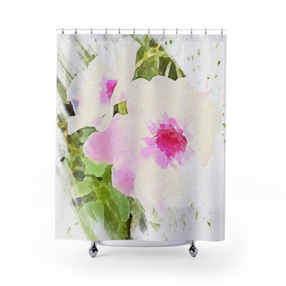 Garden Floral Shower Curtains in Watercolor Style