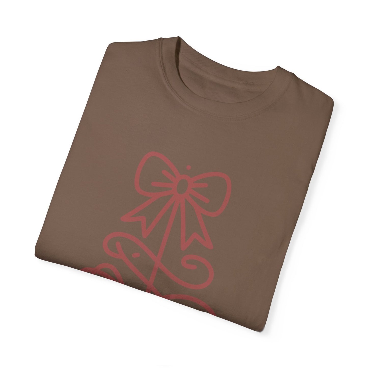 Stylish Tee Featuring Coquette Inspired Bow Topped Christmas Tree