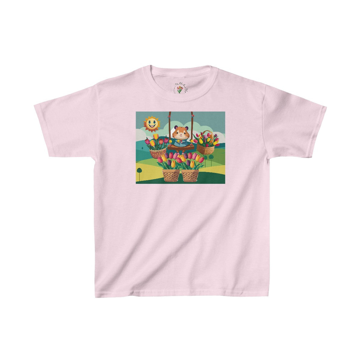 Swing Hamster Girl with Tulips Heavy Cottonâ„¢ Tee
