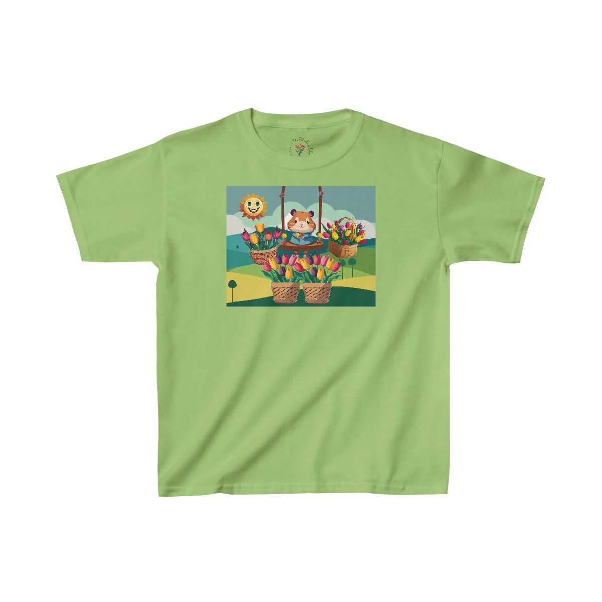 Swing Hamster Girl with Tulips Heavy Cottonâ„¢ Tee