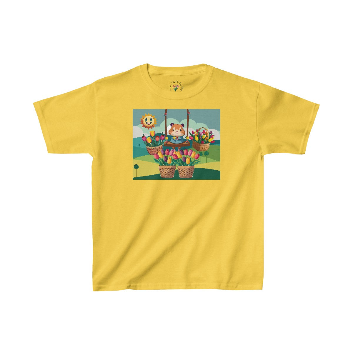 Swing Hamster Girl with Tulips Heavy Cottonâ„¢ Tee
