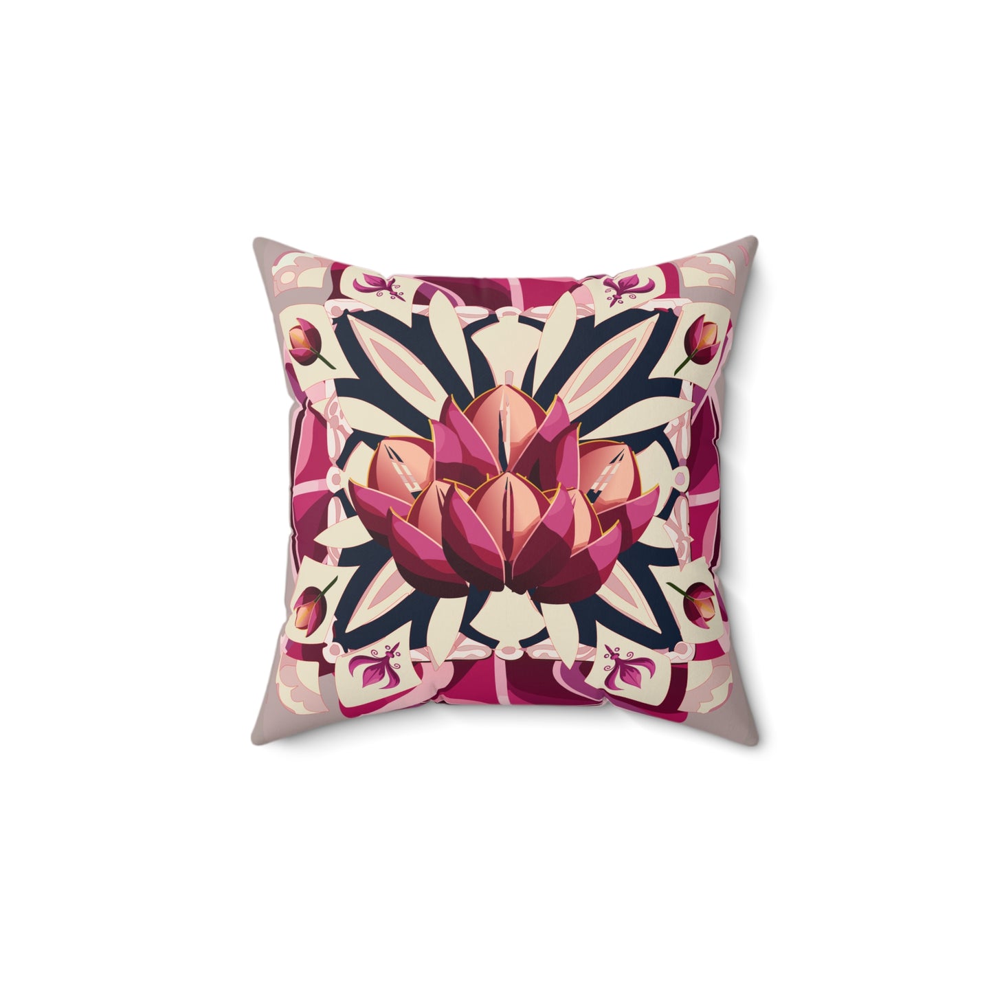 Berry Tulip Faux Suede Square Pillow