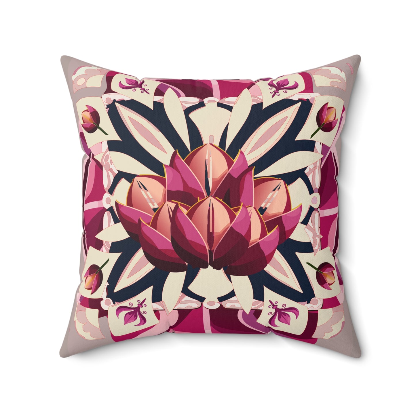 Berry Tulip Faux Suede Square Pillow