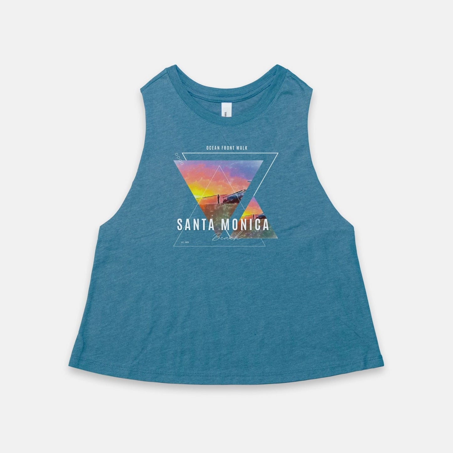 Racerback Cropped Tank Featuring Iconic Beach
