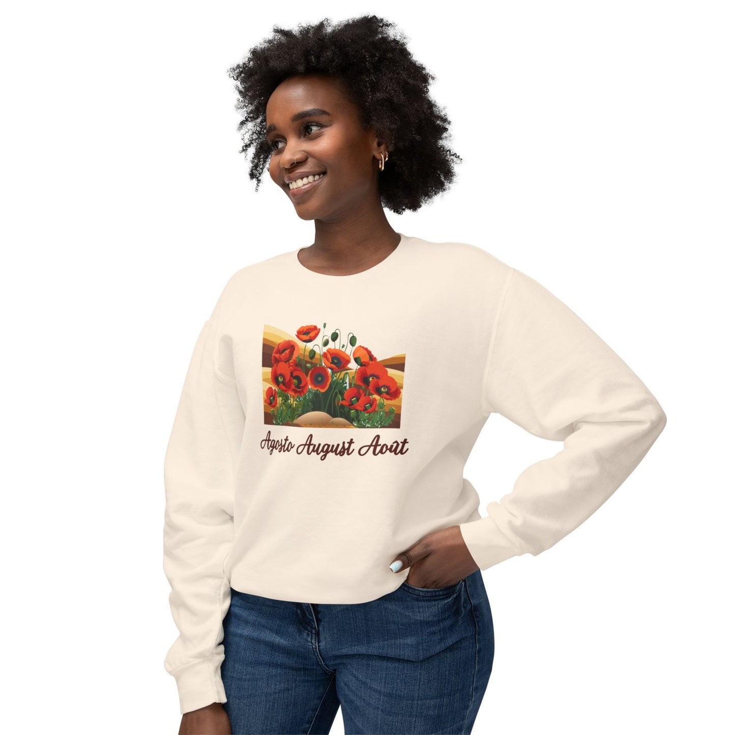 August Inspired Floral Sweatshirt Featuring Poppy Flowers