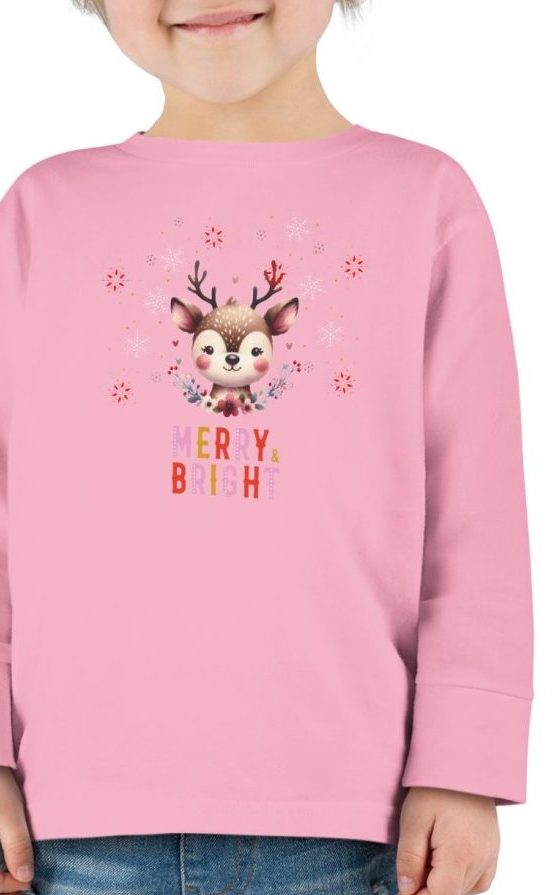 Toddler Merry Bright Reindeer Long Sleeve Tee