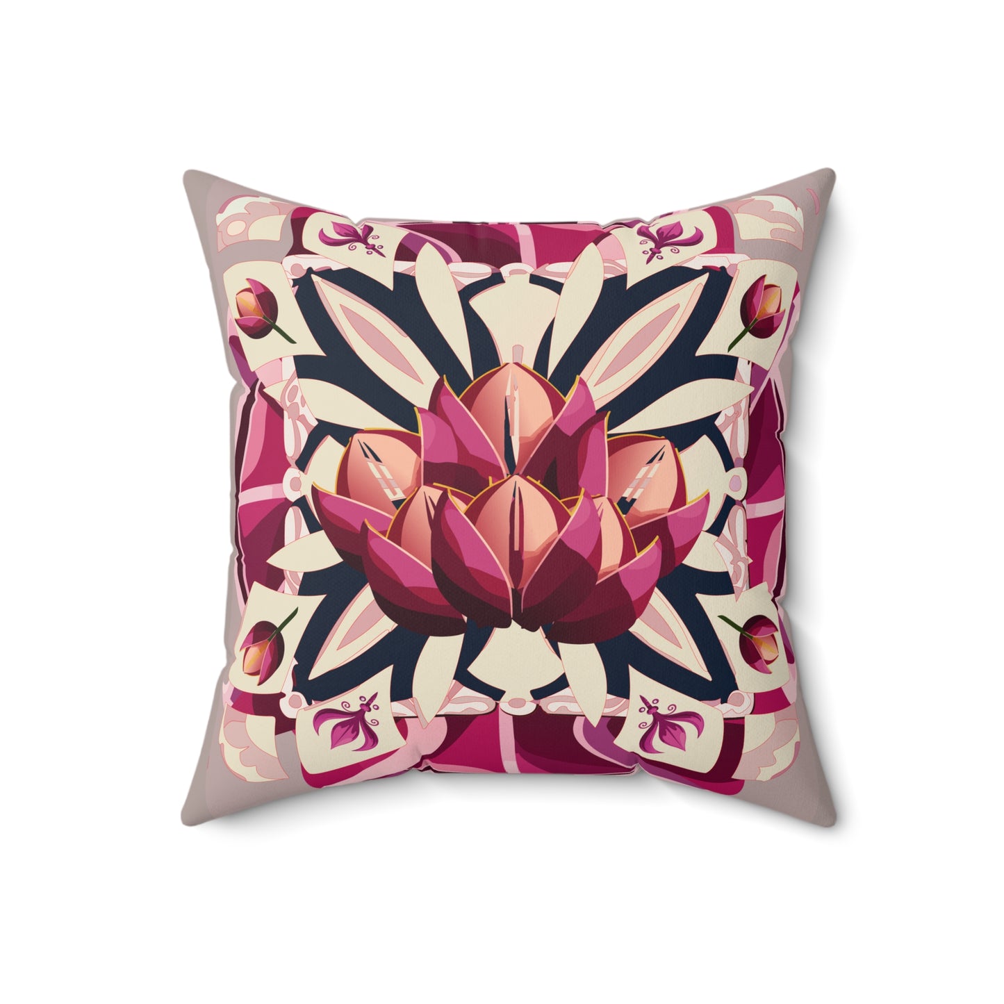 Berry Tulip Faux Suede Square Pillow