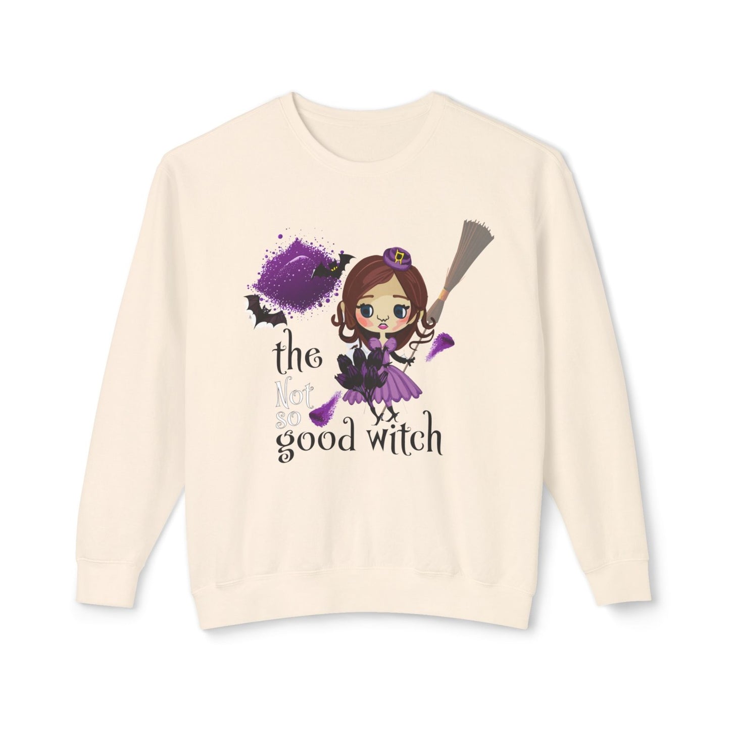 Vintage Inspired Halloween Sweatshirt Featuring A Batty Witch