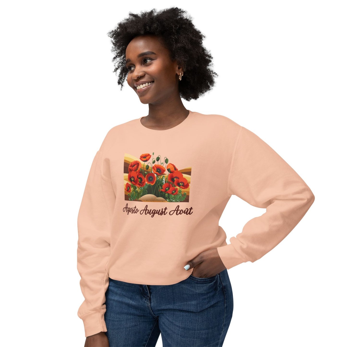 August Inspired Floral Sweatshirt Featuring Poppy Flowers
