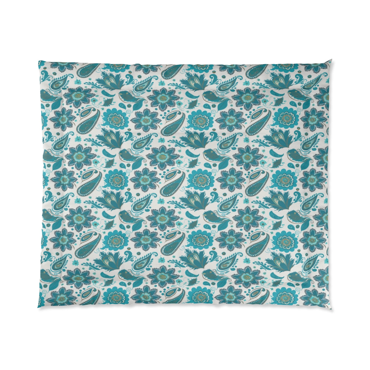 Turquoise Comforter with Floral Paisley Design