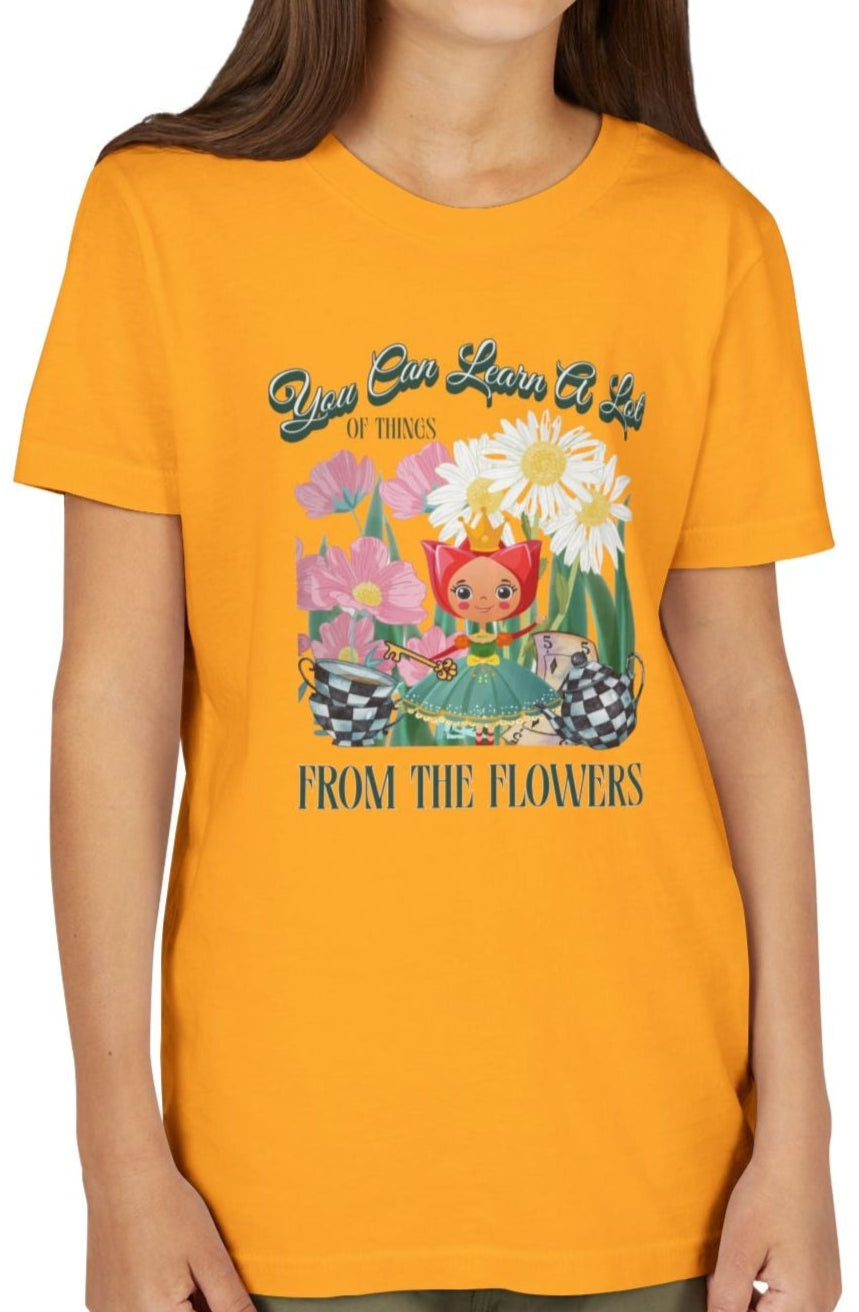 Wonderland Inspired Flower Youth Short Sleeve Tee