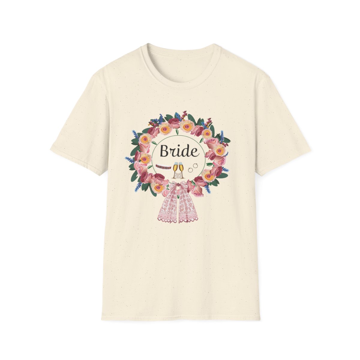 Bride Floral Wreath Softstyle T-Shirt in English
