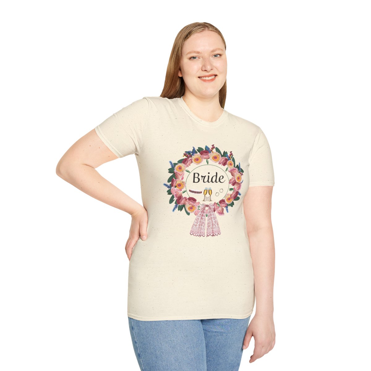 Bride Floral Wreath Softstyle T-Shirt in English