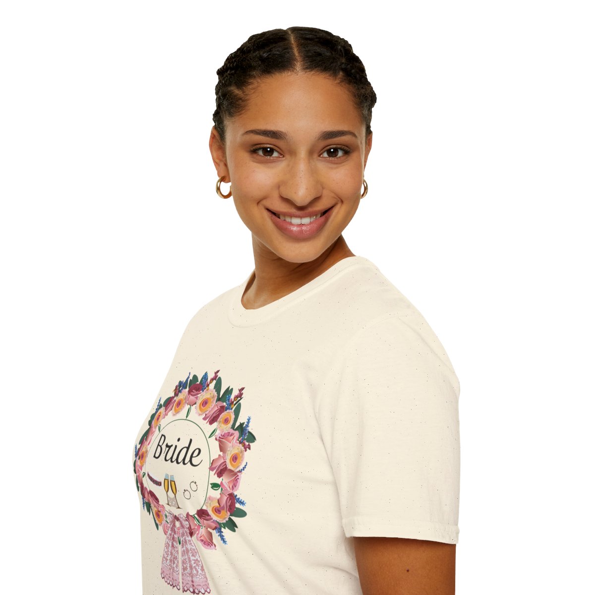 Bride Floral Wreath Softstyle T-Shirt in English