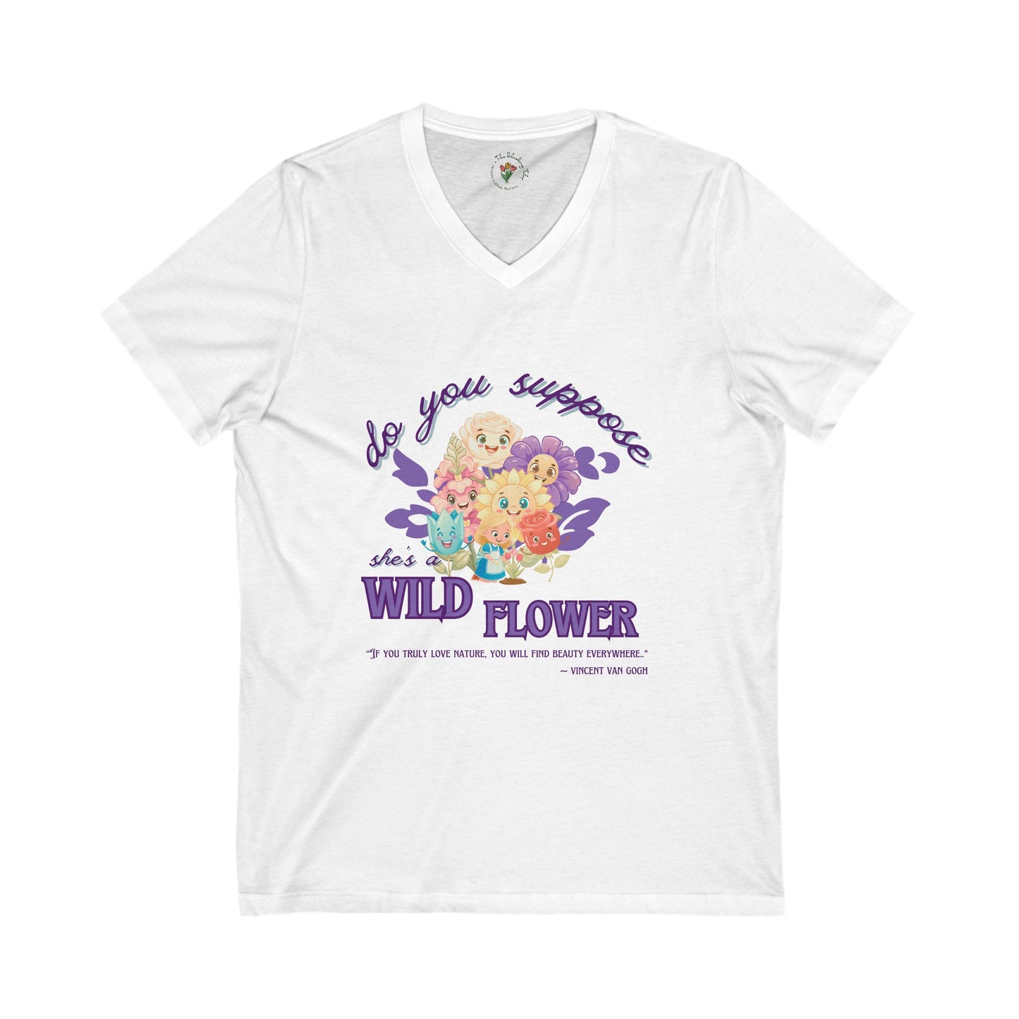 Wildflower Wonderland Inspired V-Neck Tee - Cute Floral Graphic T-Shirt for Nature Lovers