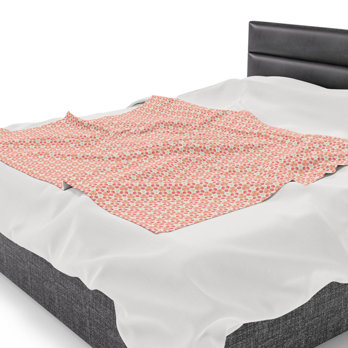 Velveteen Plush Blanket with Small Orange Tulip Stars