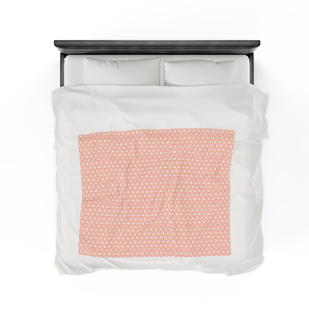 Velveteen Plush Blanket with Small Orange Tulip Stars