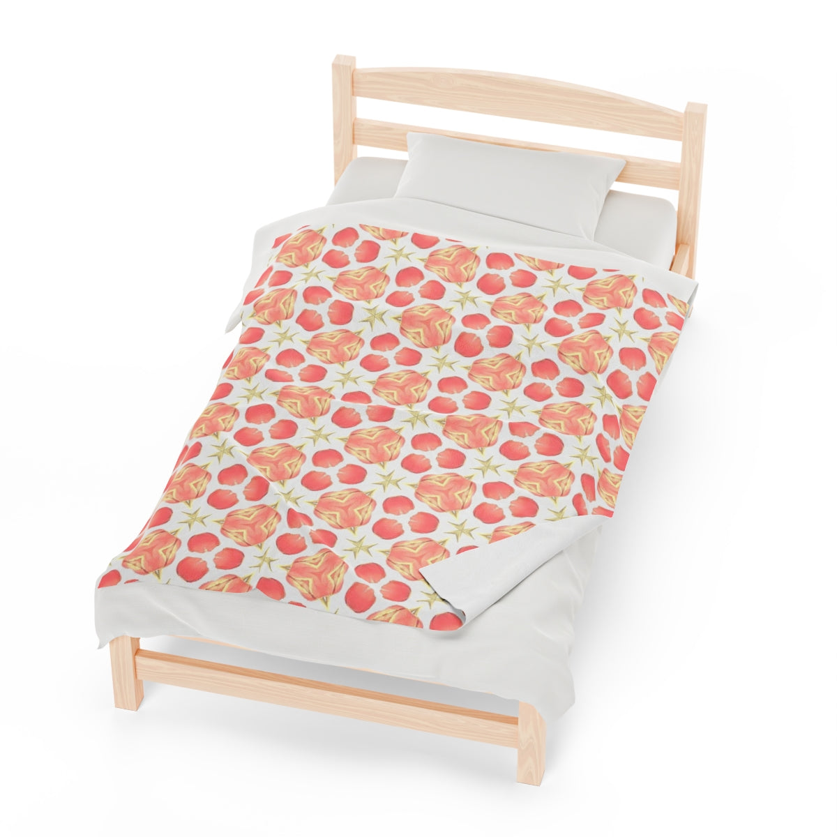 Velveteen Plush Blanket with Large Orange Tulip Stars