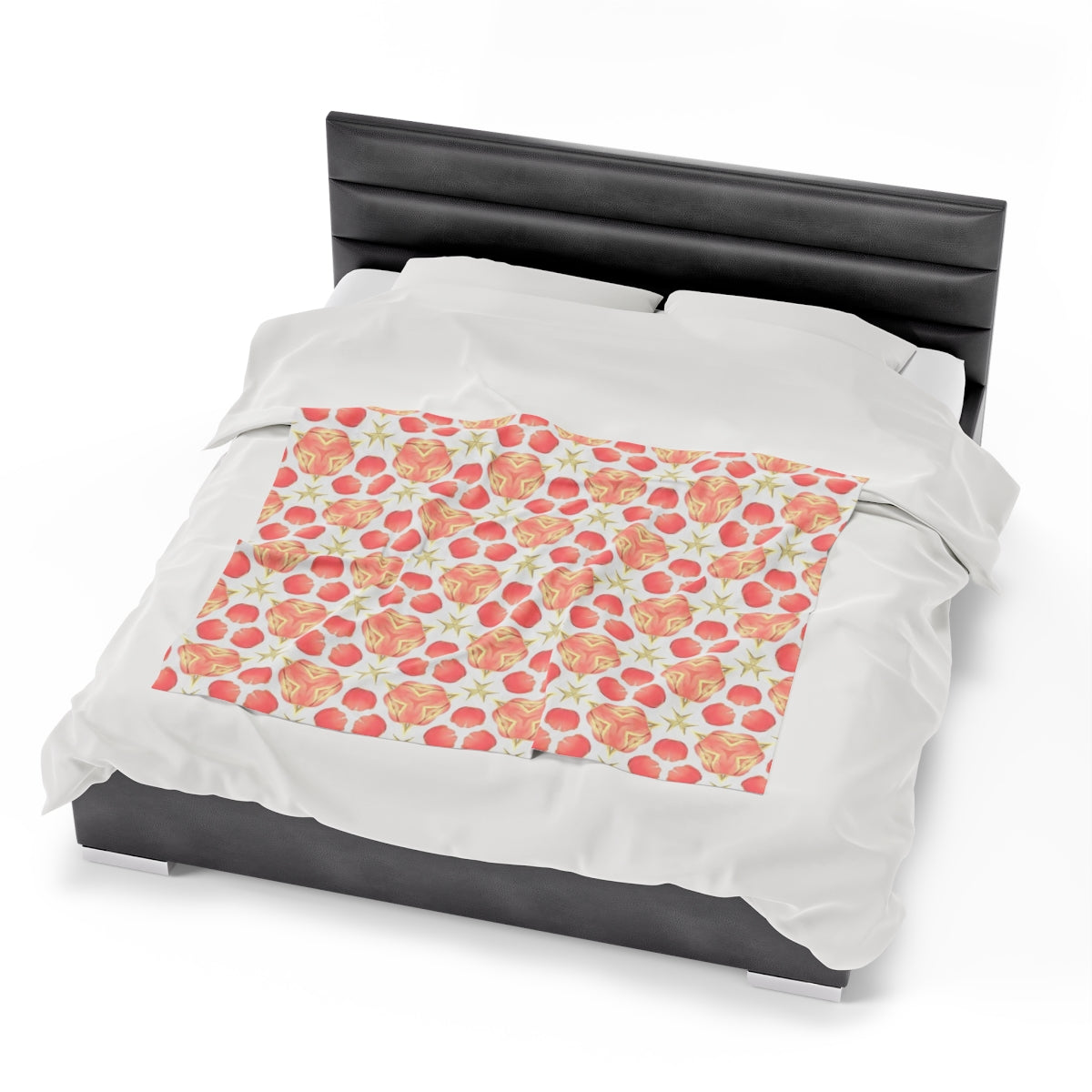 Velveteen Plush Blanket with Large Orange Tulip Stars
